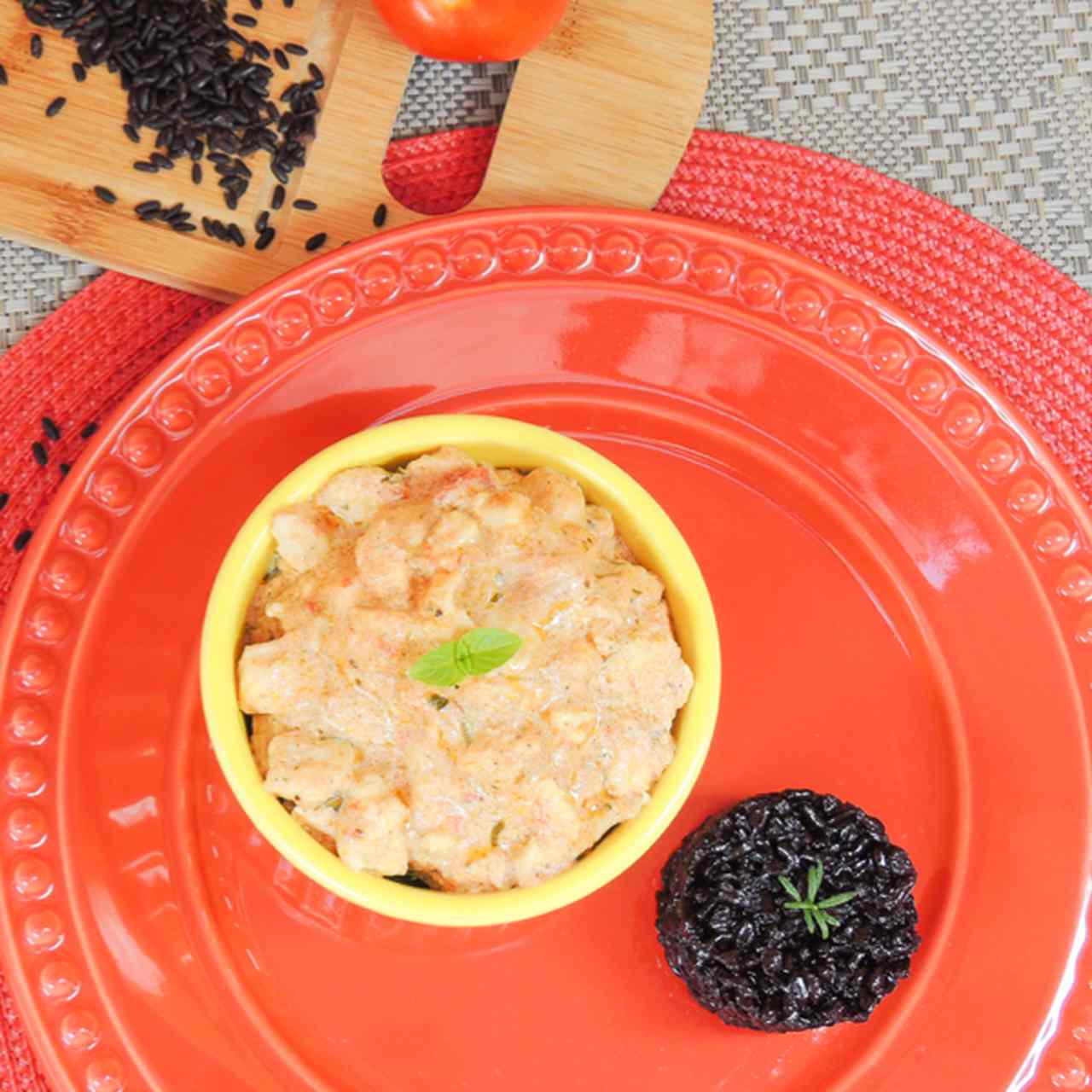 Estrogonofe de frango zero lactose com Arroz negro